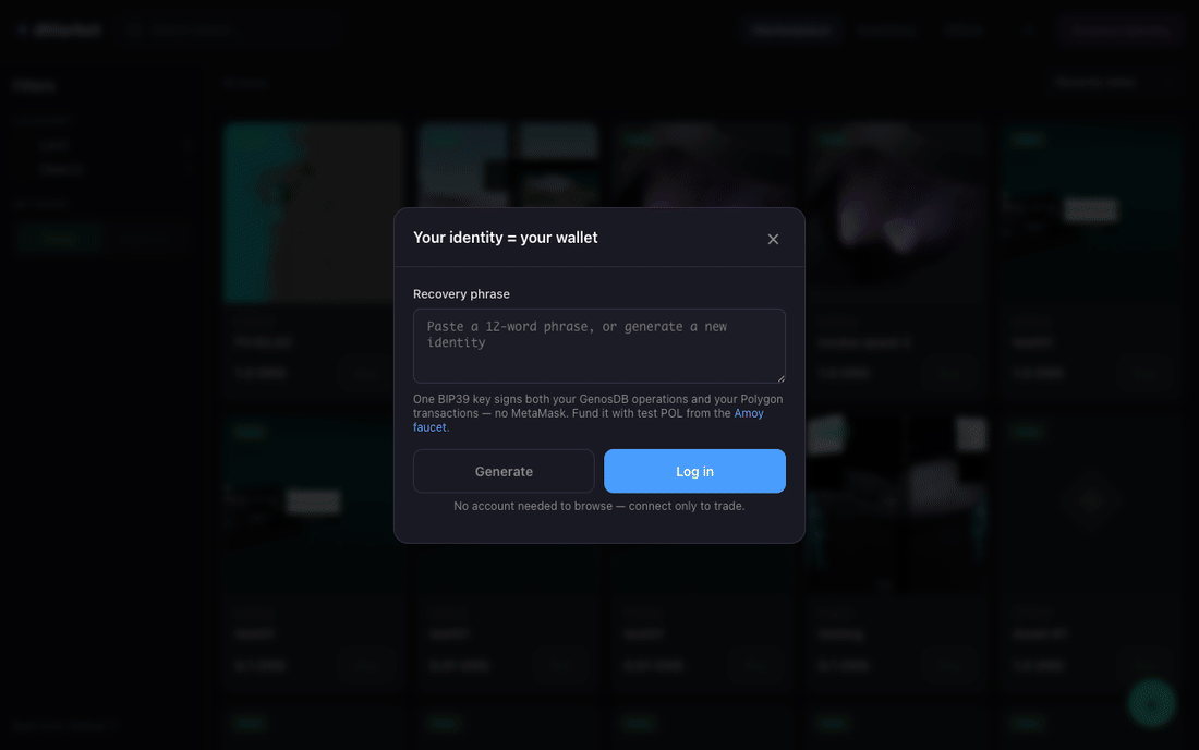 Serverless P2P NFT Marketplace on Polygon — Powered by GenosDB